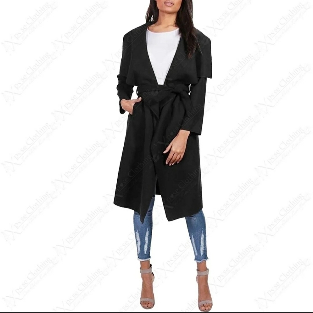 MODA Made in Italy Coat Collared Belted Pockets